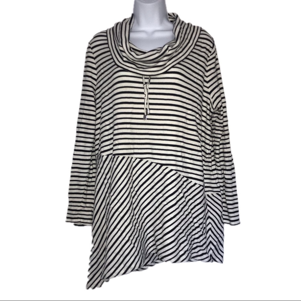 Chico’s Zenergy Stripe Rib Knit Top 2 XL